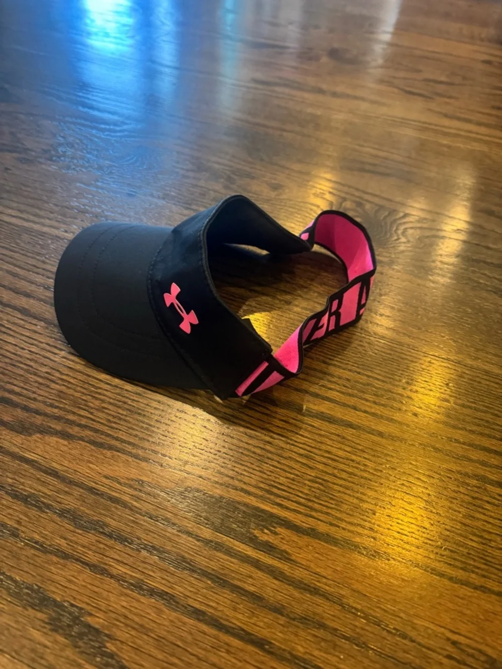 Under Armour Kids Black Visor with Pink Logo and Trim